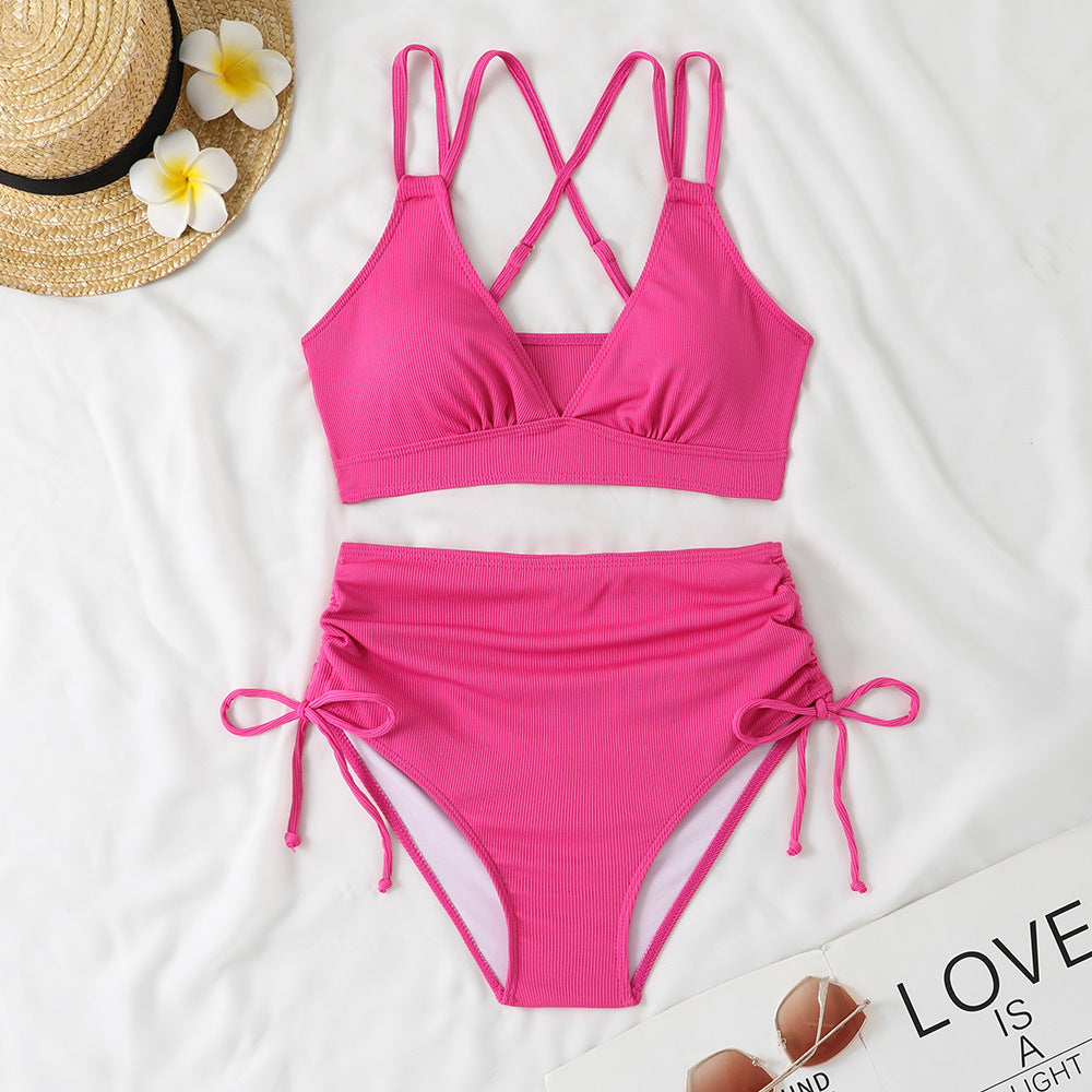 Women's bikini set with adjustable cross straps and high-cut briefs Mune Fashion