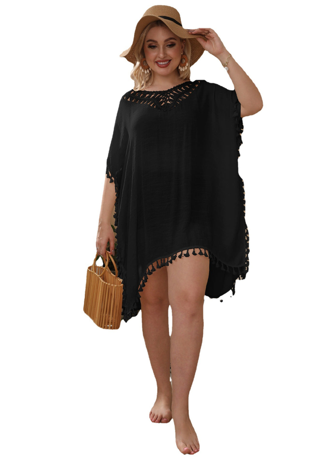 Women airy beach kaftan with decorative tassels Mune Fashion
