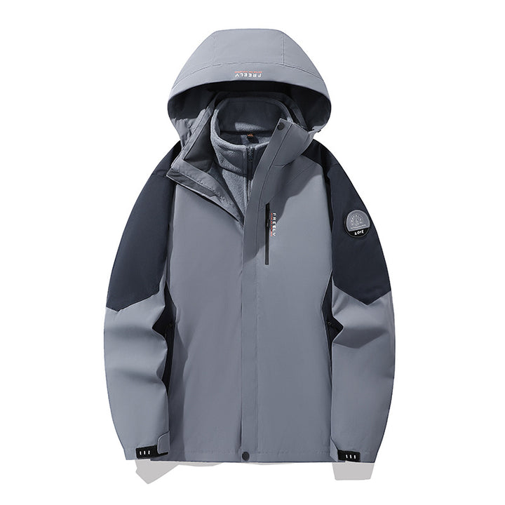 Men's non-waterproof three-piece winter jacket with removable hood and fleece inner jacket Mune Fashion