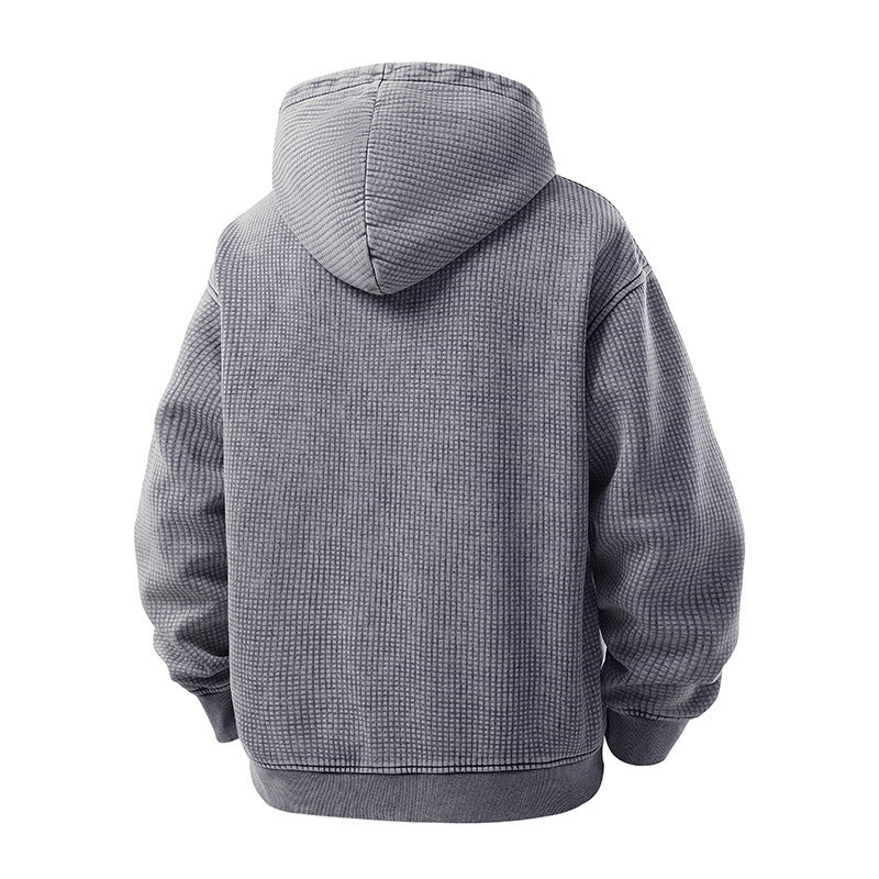Men's Oversized Waffle Texture Hooded Jacket with Full Zip Mune Fashion