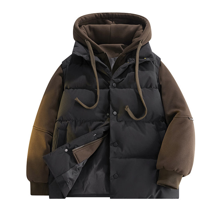 Men's Nano Hybrid Padded Jacket with Fleece Sleeves, Hood and Concealed Snap Fastener Mune Fashion