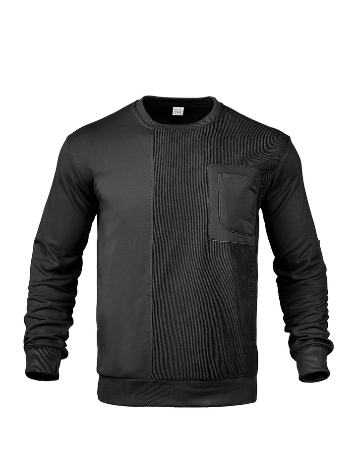 Men's Long Sleeve Textured Sweatshirt with Chest Pocket and Rib Detail Mune Fashion