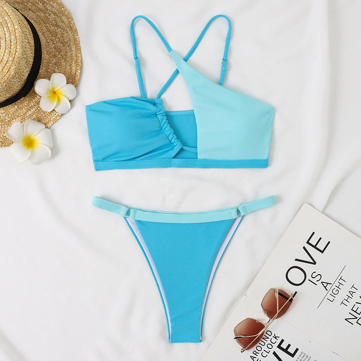 Women's bikini set with asymmetric top and high cut leg Mune Fashion