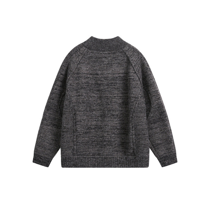 Unisex Thick Knit Zip Jacket with High Stand-Up Collar and Two-Way Zipper Mune Fashion