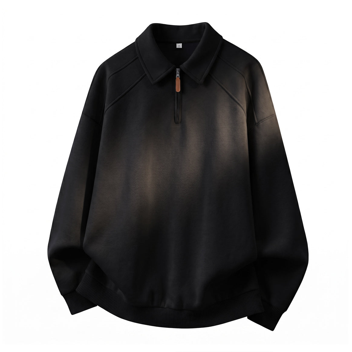 Unisex Relaxed Sweatshirt in Polo Look with Polo Collar, Short Zipper and Raglan Sleeves Mune Fashion