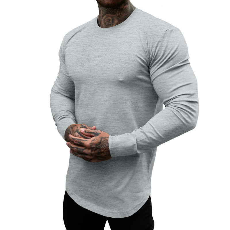 Men's Long-Sleeve Shirt Made Of Soft Stretchy Cotton Blend with Round Neckline Mune