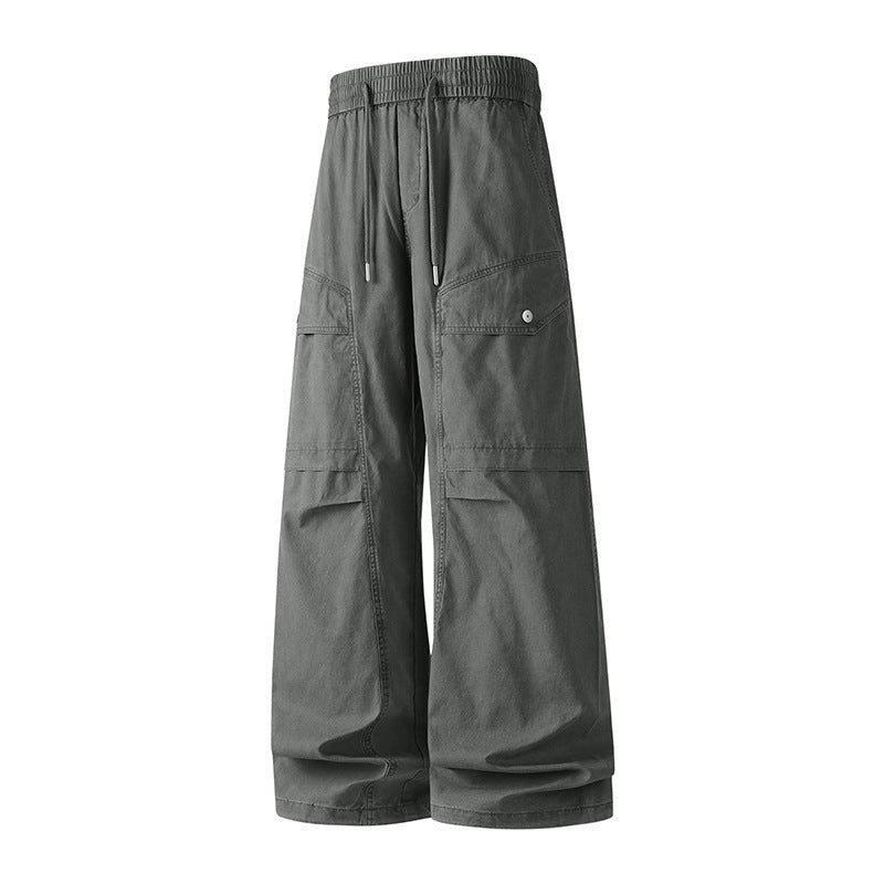 Damen Extraweite Tech‑Cargo‑Hose im Palazzoschnitt mit Elastikbund und Multifunktions‑Taschen Mune Fashion