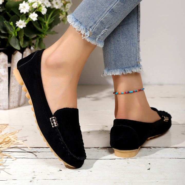 Women's Comfortable Moccasins made of Microfiber with Non-Slip Nubby Sole Mune Fashion