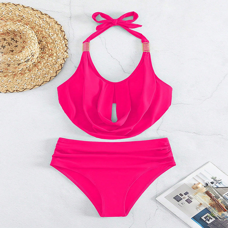 Women's elegant one-piece swimsuit with sophisticated halter neck and shiny details Mune Fashion