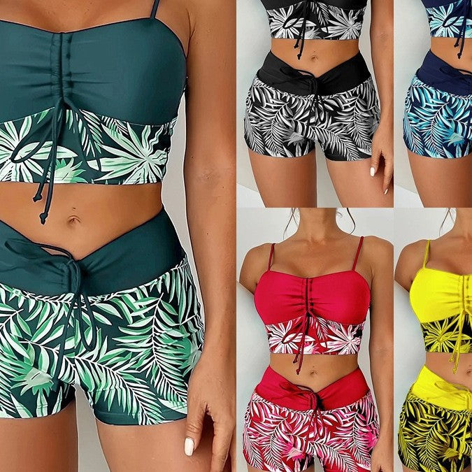 Women's Crop Top Bikini with Short Mune Fashion