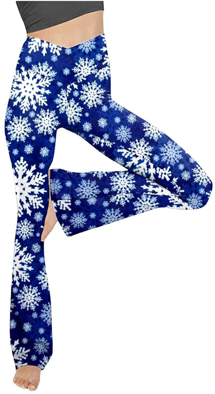 Women's mid-rise yoga pants with crossover waistband and flared hem with slit Mune Fashion
