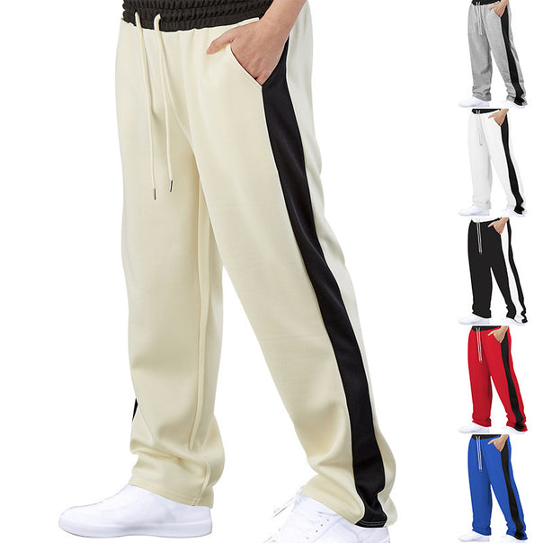 Men's stylish jogging pants with contrast side panel straight leg drawstring waistband and pockets Mune Fashion