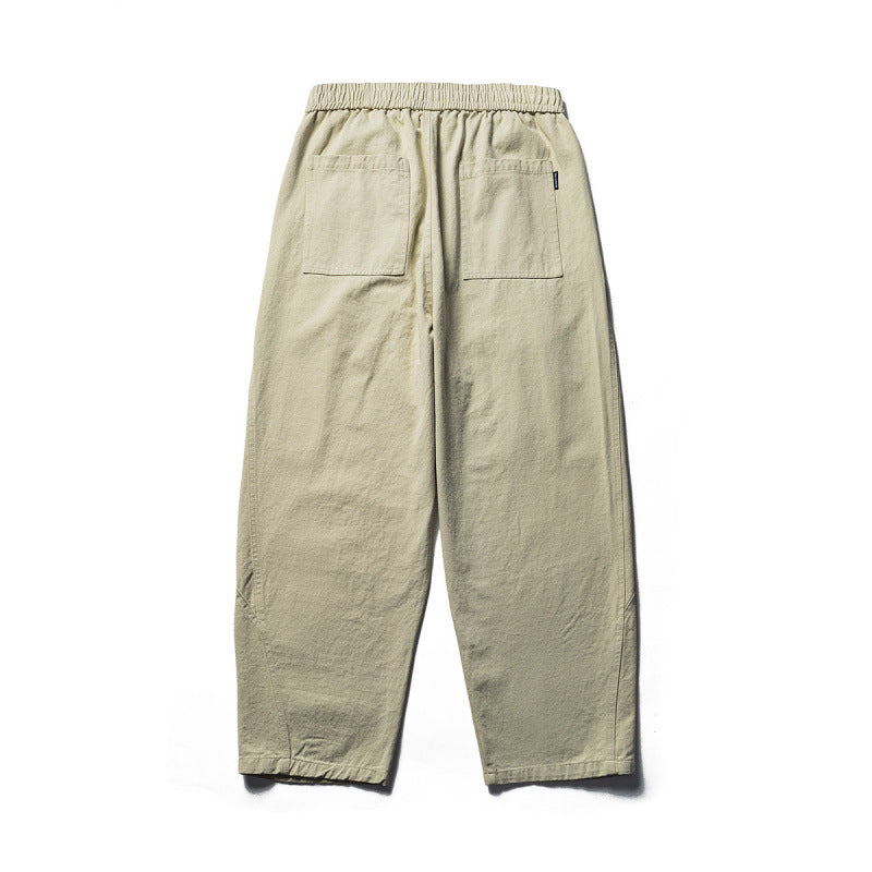 Men's Lightweight Loose-Fit Linen-Cotton Casual Pants with Elastic Waistband, Drawstring and Utility Pockets Mune Fashion
