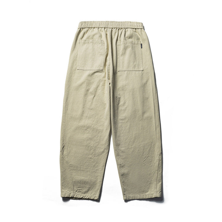 Men's Lightweight Loose-Fit Linen-Cotton Casual Pants with Elastic Waistband, Drawstring and Utility Pockets Mune Fashion