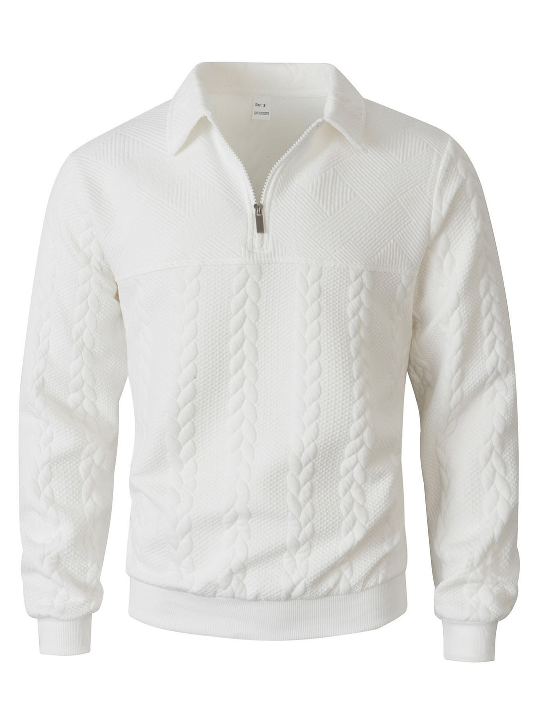 Men's Structured Sweater with Cable Pattern and Short Zip Mune Fashion
