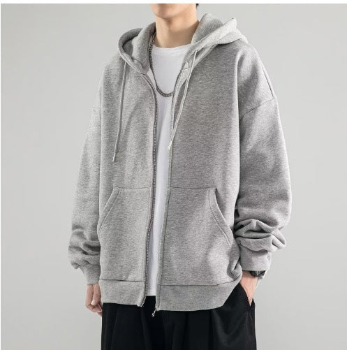 Men's oversized hoodie jacket with full zip, double-layer hood, and kangaroo pockets Mune Fashion