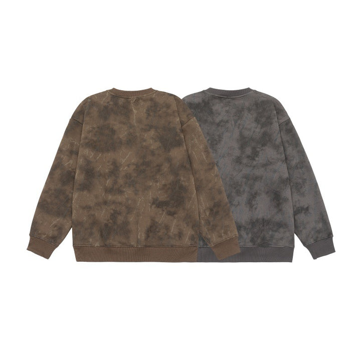 Unisex Oversize Sweatshirt with Vintage Camouflage Look and Ribbed Cuffs Mune Fashion