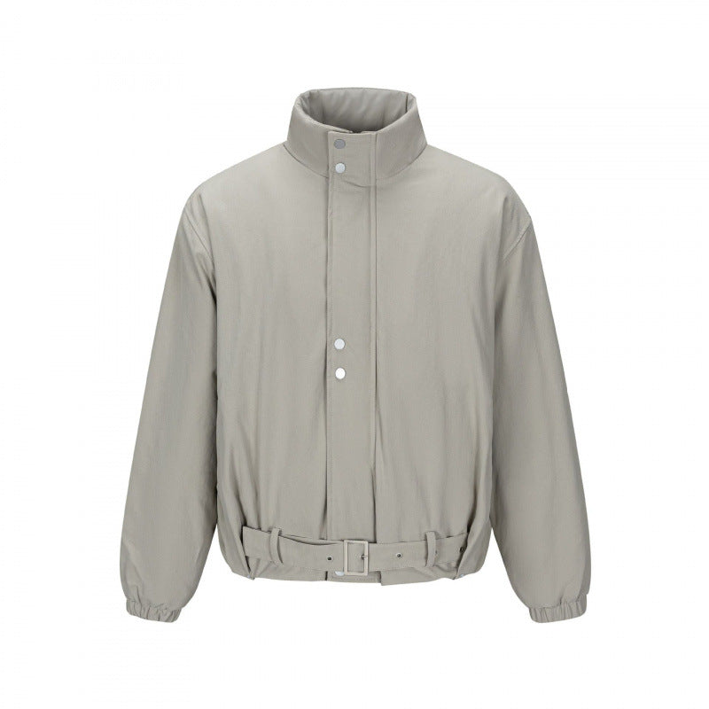 Men's short technical jacket with high stand-up collar, waist belt and elastic cuffs Mune Fashion