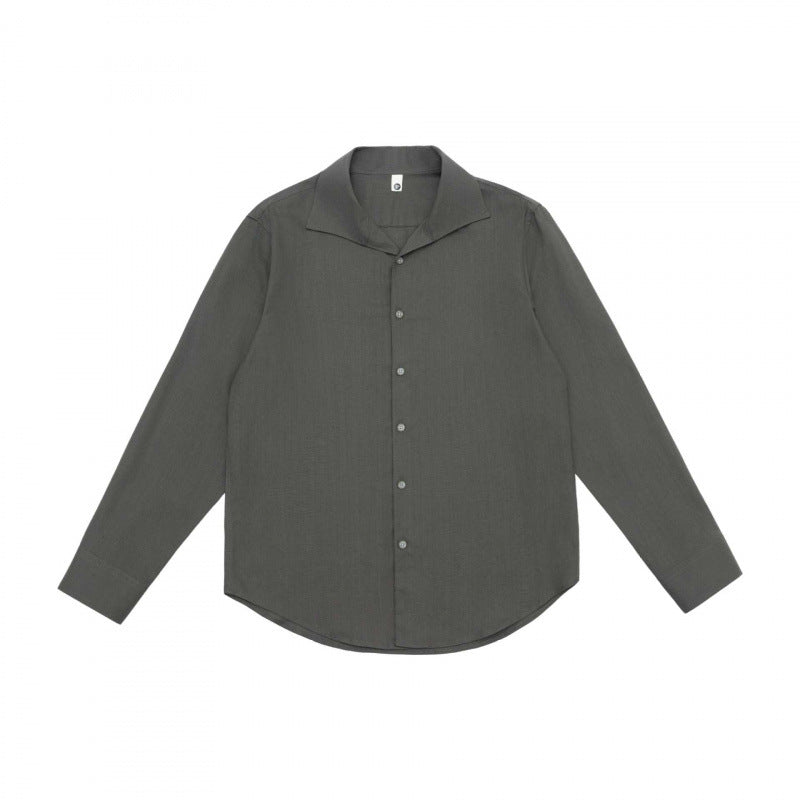 Men's Lightweight Long Sleeve Shirt with Open Lapel Collar and Boxy Cut Mune Fashion