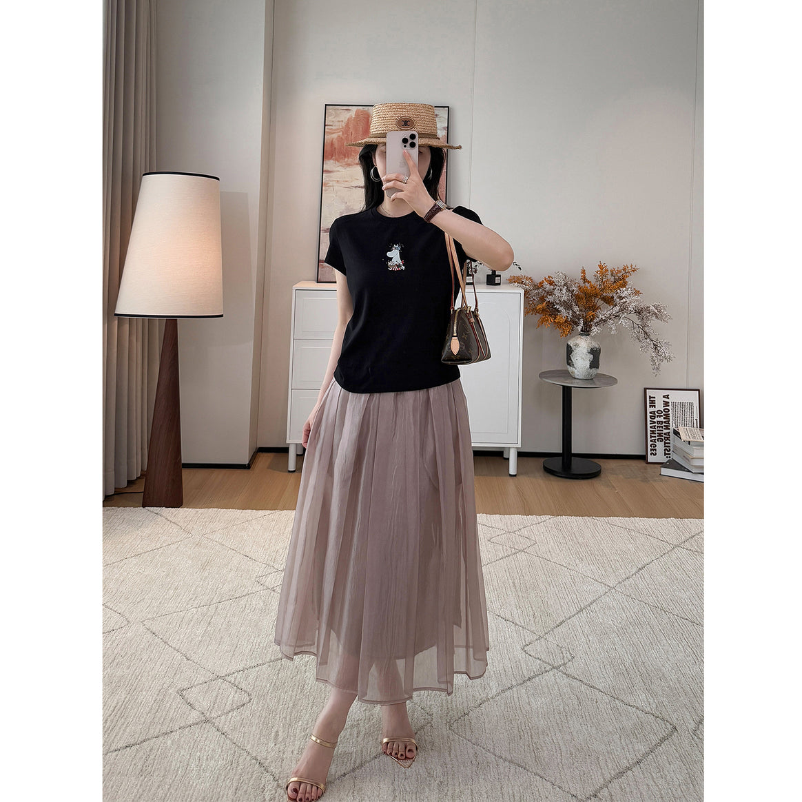 Ladies Elegant and Flowing Midi Skirt Mune Fashion