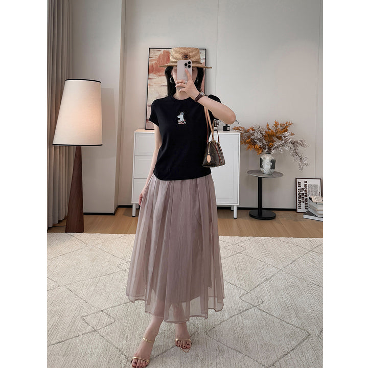 Ladies Elegant and Flowing Midi Skirt Mune Fashion