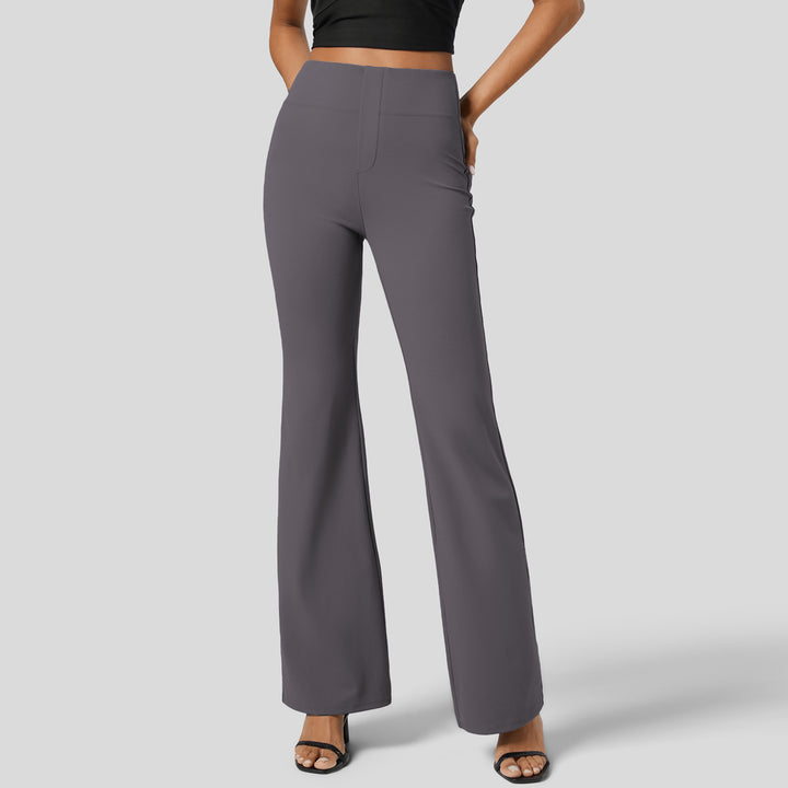 Women's High-Waist Stretch Flared Pants with Wide Comfort Waistband Mune Fashion