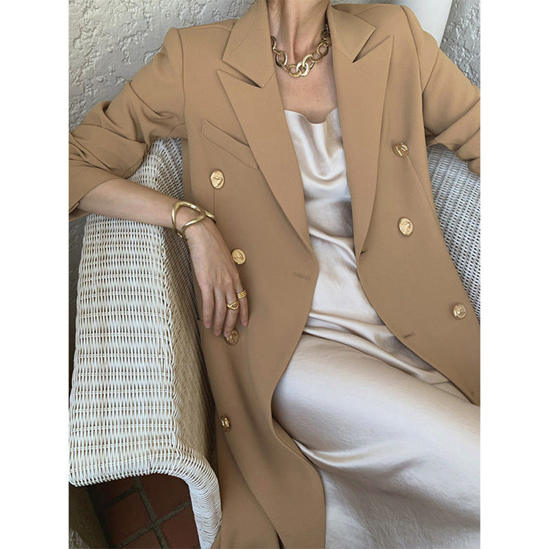 Women's Elegant Double-breasted Trench Coat with Waist Belt Mune Fashion