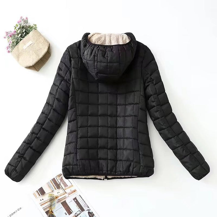 Women's quilted thermal hooded jacket with teddy fleece lining Mune Fashion