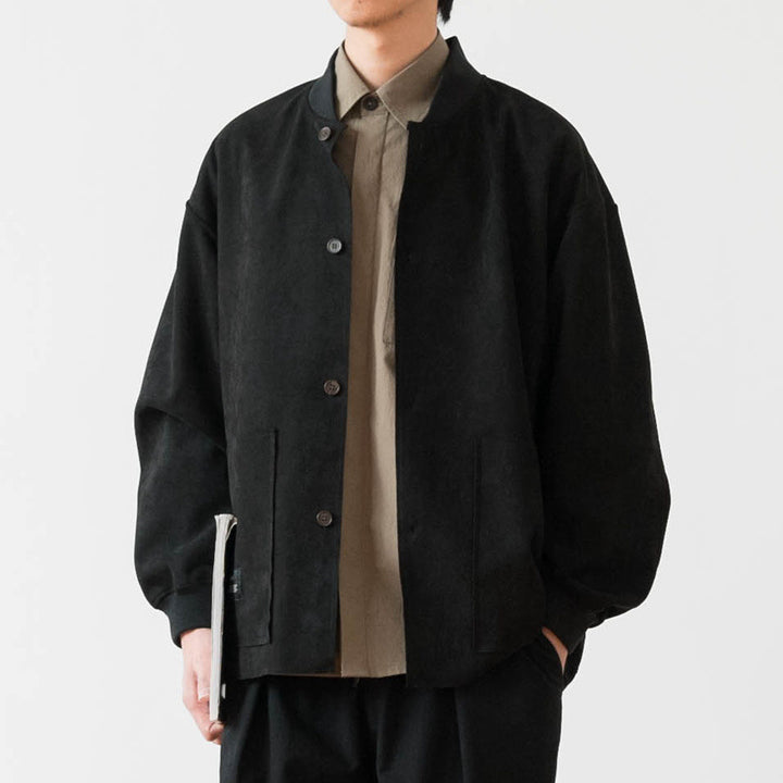 Men's Loose Overshirt made of Suede Imitation with Button Placket and Large Front Pockets Mune Fashion