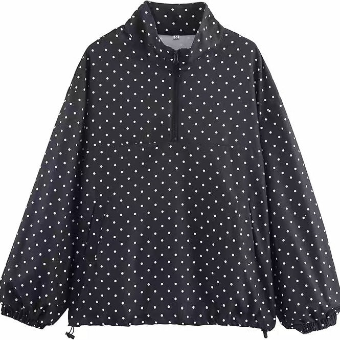 Women's lightweight dotted anorak with half zipper and drawstring Mune Fashion