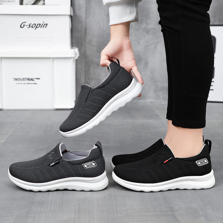 Men's breathable slip-on knit casual shoe with elastic entrance, padded comfort insole, and non-slip wave running sole Mune Fashion
