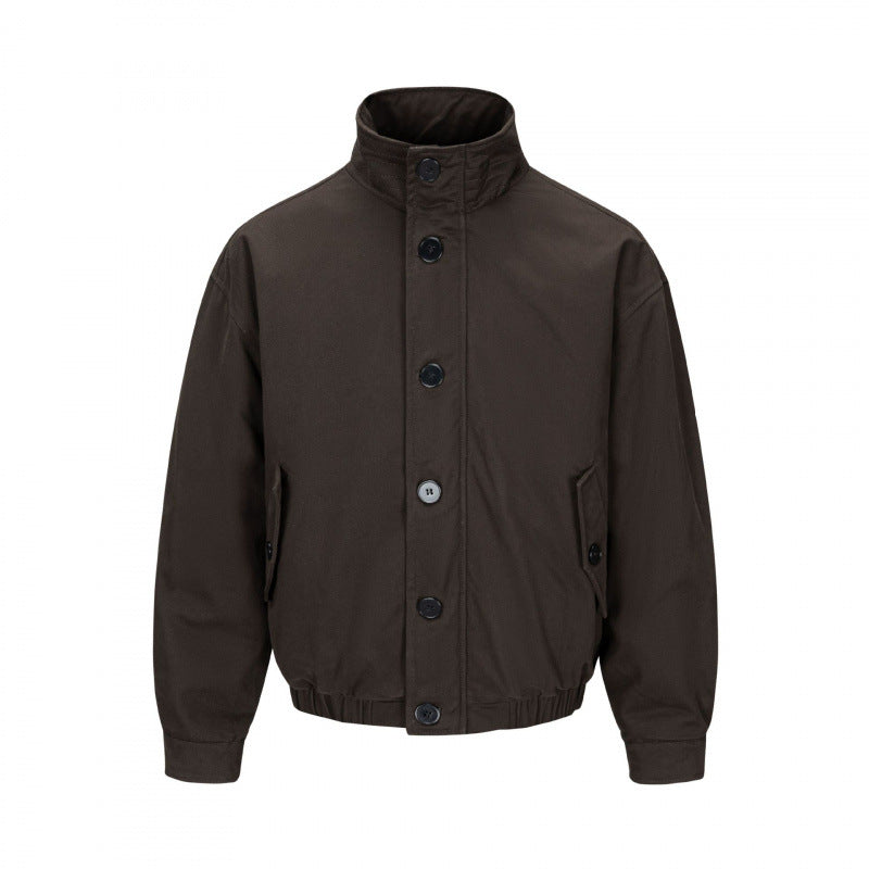 Men's short jacket in field look with reinforced stand-up collar, distinctive button placket and drawstring hem Mune Fashion