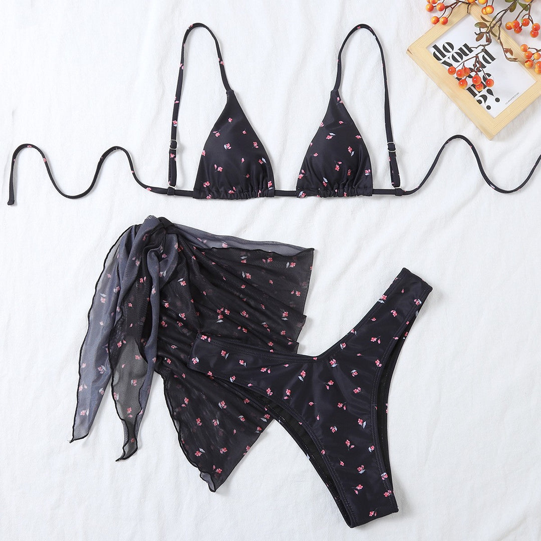 Women's Triangle Bikini with elegant Chiffon Overlay Mune Fashion