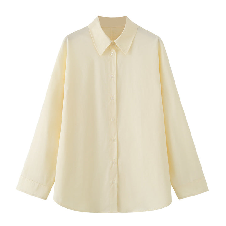 Women's Oversized Shirt Blouse with Kent Collar and Concealed Button Placket Mune Fashion