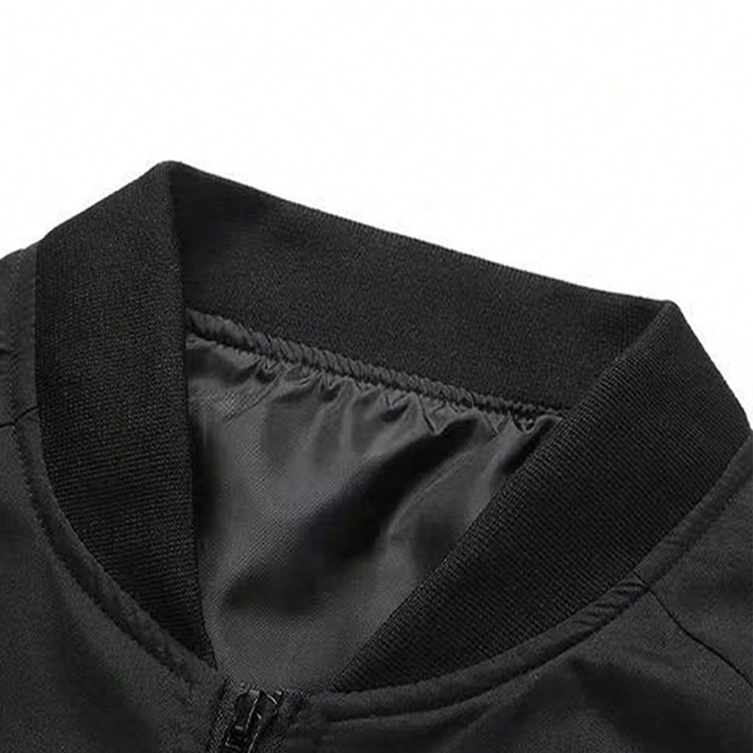 Men's Light Cotton-Mix Bomber Jacket with Ribbed Cuffs and Concealed Zipper Mune Fashion