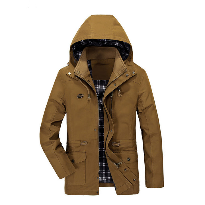 Men's lightweight field parka with hood, checkered lining and drawstring waist Mune Fashion