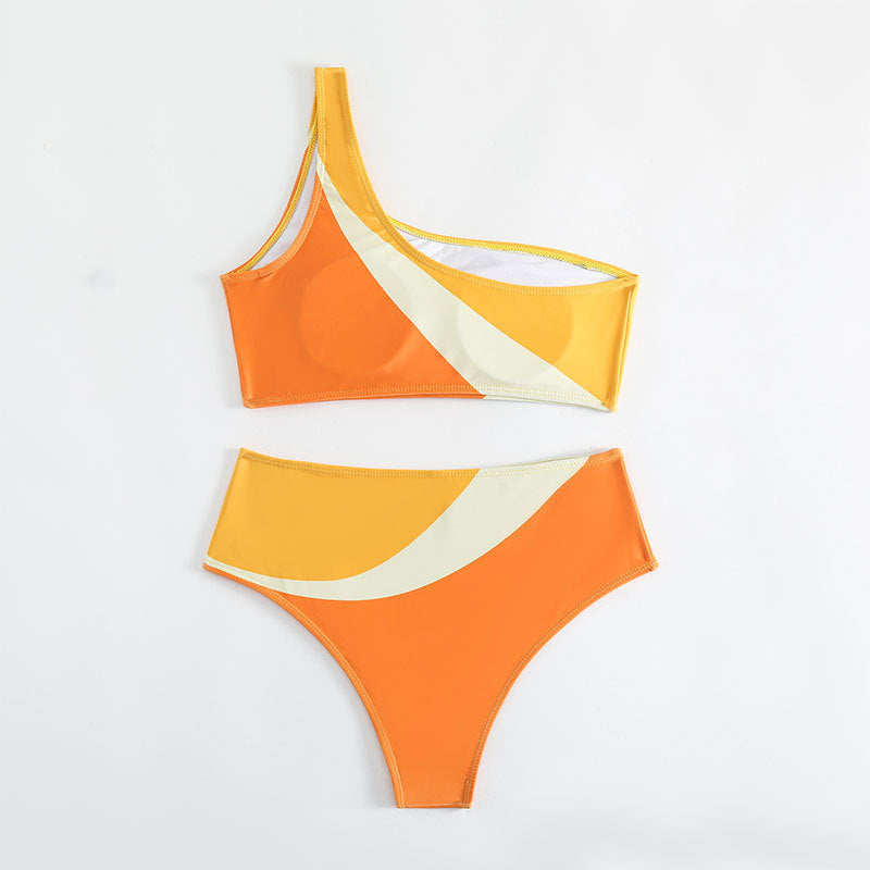 Women's One-Sided Bikini with Modern Color Pattern Mune Fashion