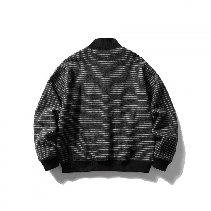 Unisex Boxy Knit Jacket in Bomber Style with Stand Collar and Button Placket Mune Fashion