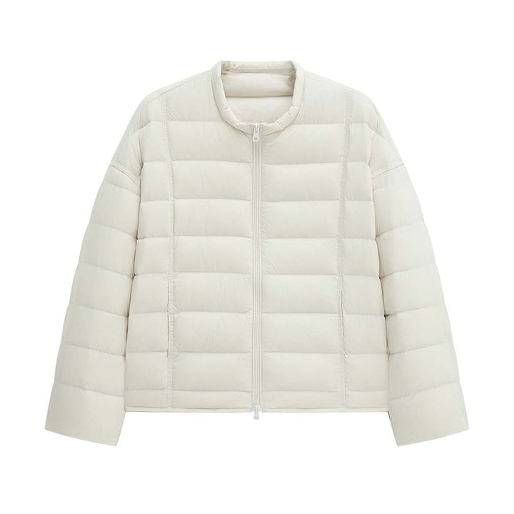 Women Lightweight Quilted Short Jacket with Boxy Silhouette and Full Zip Mune Fashion
