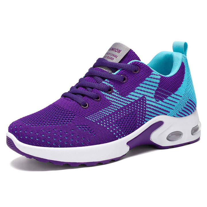 Women's sporty knit sneakers with shock-absorbing air unit, ergonomic comfort sole, and elastic lacing Mune Fashion