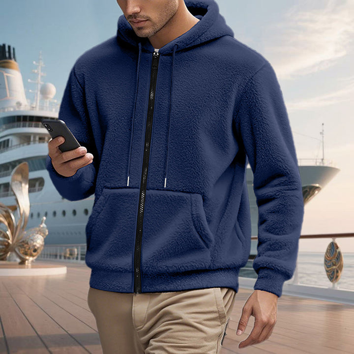 Men's Teddy Fleece Hooded Jacket with Full Zip and Kangaroo Pockets Mune Fashion