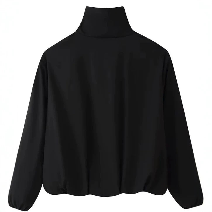 Women’s short-cut boxy blouson with high stand-up collar and dropped shoulders Mune Fashion