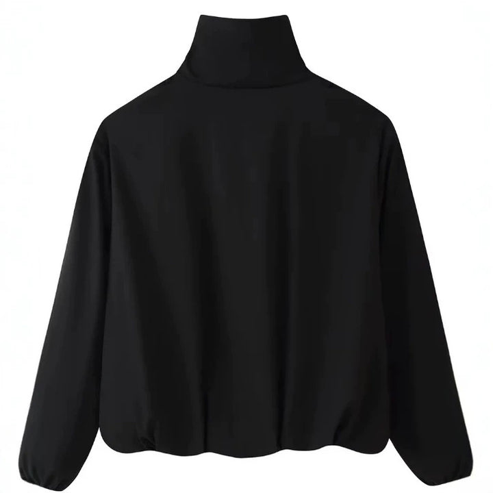 Women’s short-cut boxy blouson with high stand-up collar and dropped shoulders Mune Fashion