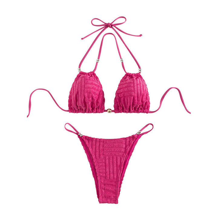 Women's triangle bikini with textured surface and adjustable straps Mune Fashion