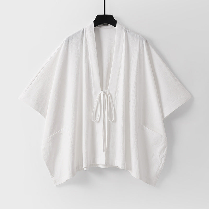 Women Oversize Kimono Cardigan with Tie and Patch Pockets Mune Fashion