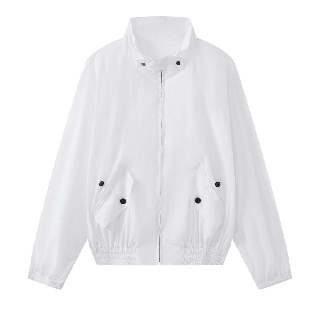 Women Light Oversize Packable Shell Jacket with Stand-Up Collar and Ribbed Cuffs Mune Fashion