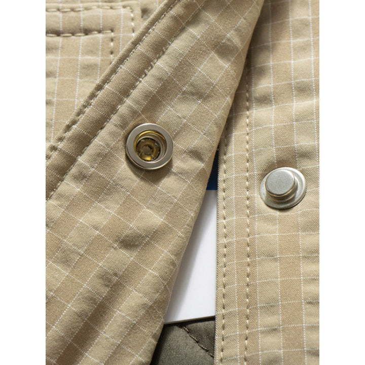 Men's quilted jacket without a collar with snap button closure and side insert pockets Mune Fashion