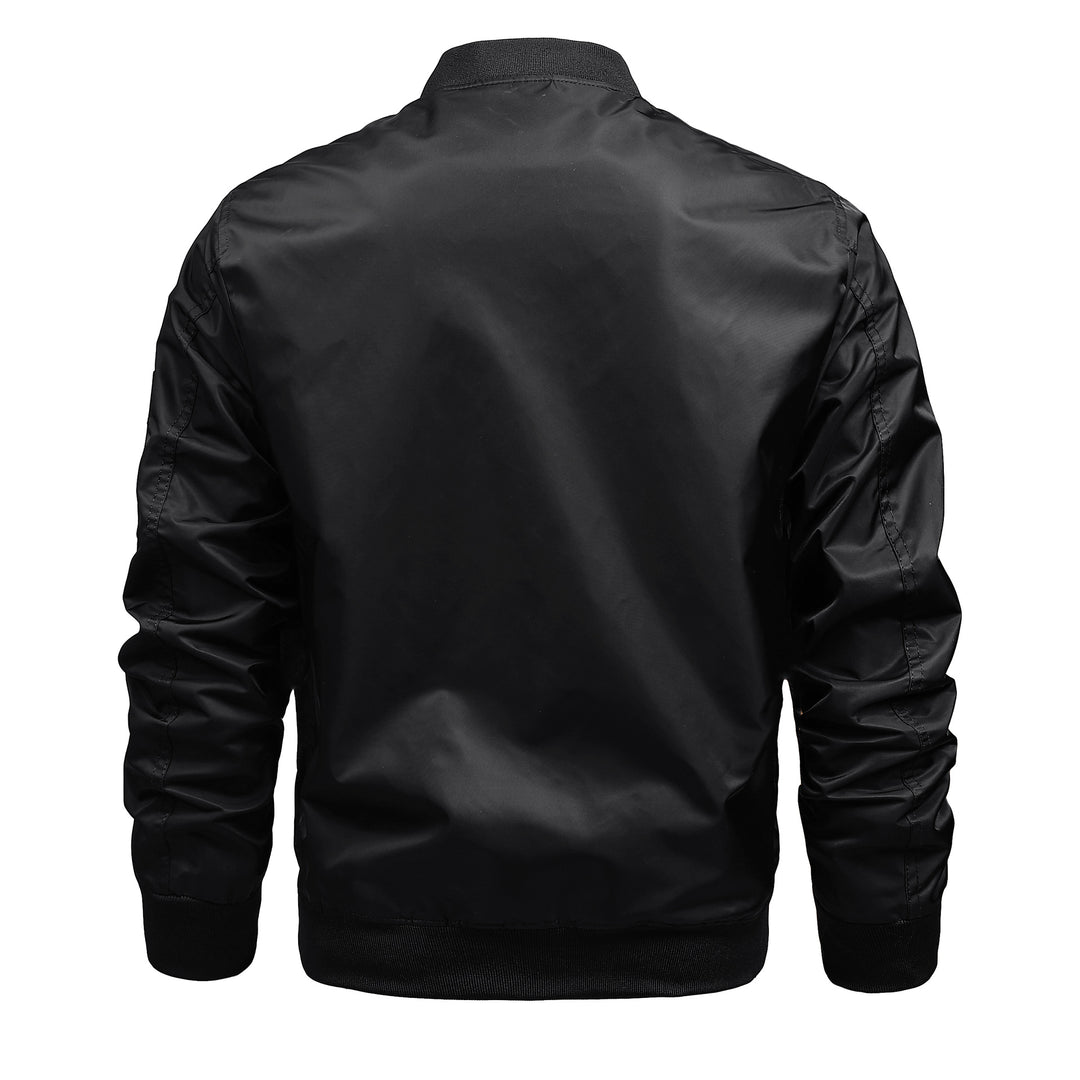 Men's bomber jacket in MA-1 style with sleeve utility pocket and contrasting lining Mune Fashion
