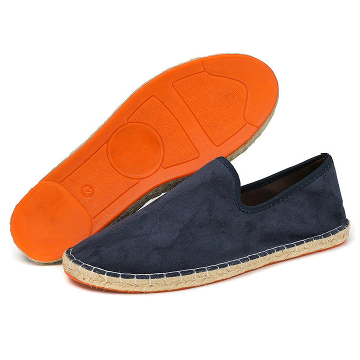 Men's espadrilles made of suede with braided jute trimming and slip-resistant rubber sole Mune Fashion