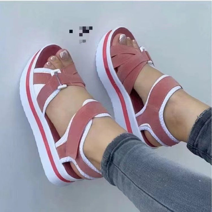 Women's sporty wedge sandals with adjustable Velcro straps and padded comfort insole Mune Fashion